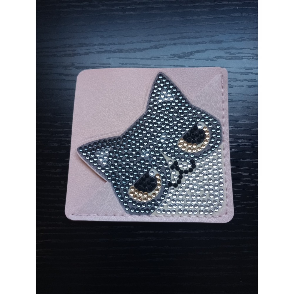 Diamond Painted‎ Gray Cat With Gold Eyes Corner Bookmark